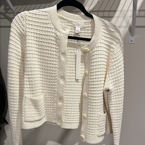 Caslon Cream Textured Button-Front Cardigan